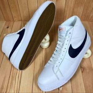 Nike SB Zoom Blazer Mid ISO White Navy Skate Shoes